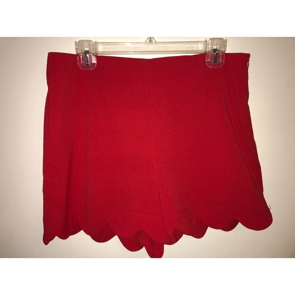 High Waisted Scallop-hem Shorts by Monteau LA